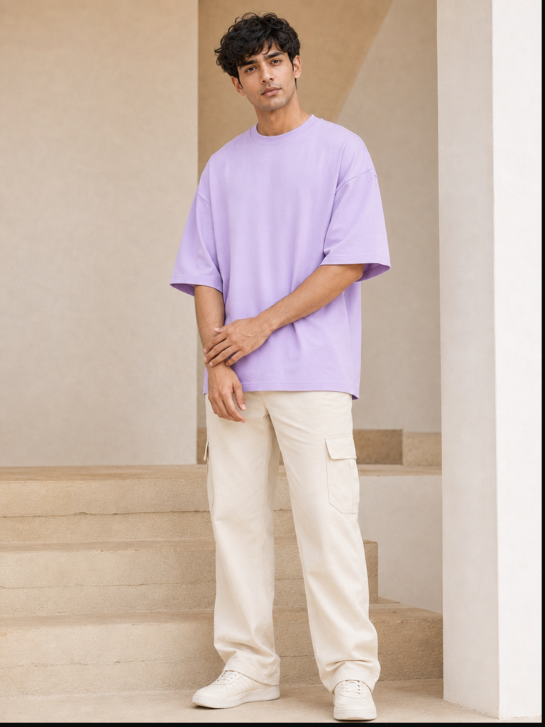 200 GSM lavender oversized t-shirt