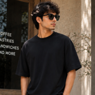 Black Oversized T-Shirt – 240 GSM | Premium Heavy Cotton | Plain | Unisex