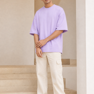 240 GSM Lavender Oversized T-Shirt | Premium Heavy Cotton | Plain |